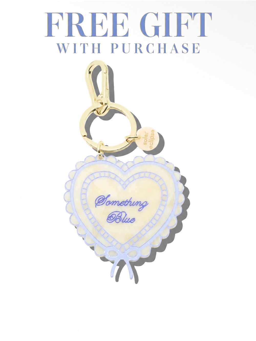 NWT Solar Eclipse Hand-Painted Something Blue Heart Bag Charm Keychain